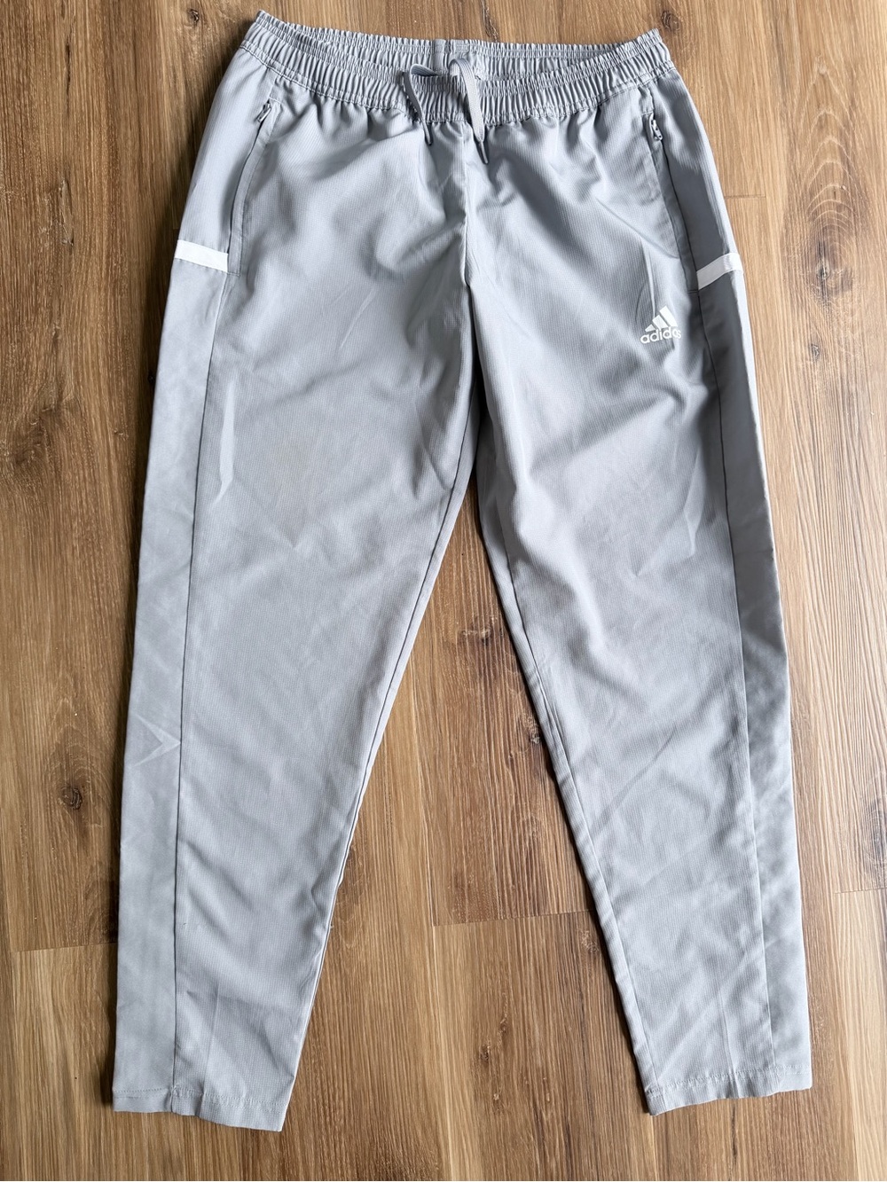 Adidas Team 19 Track Pants Womens M Gray Woven Tapered Zip Legs Aeroready B0004